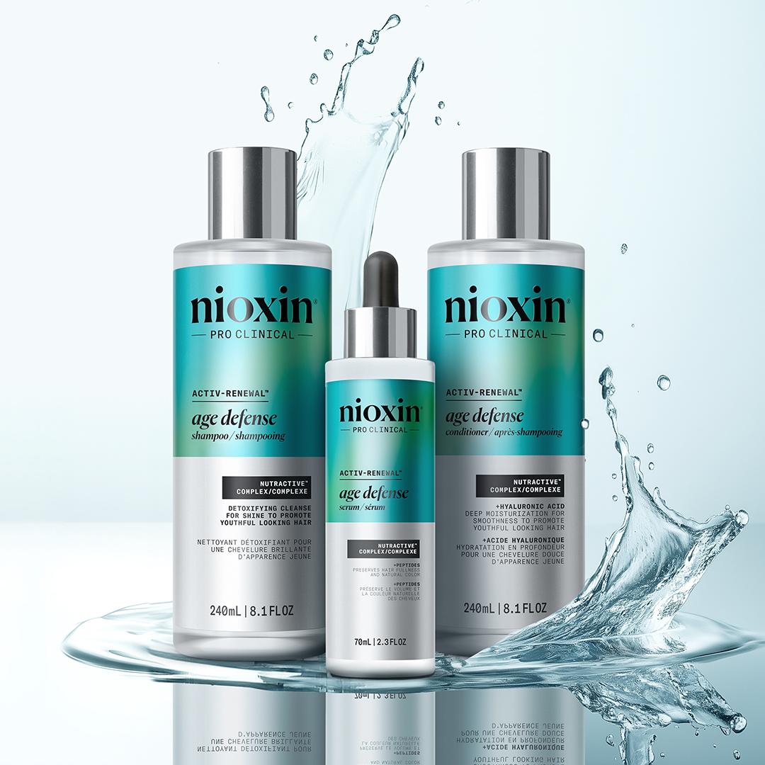Nioxin Age Defense šampón, kondicionér a sérum na zahustenie vlasov